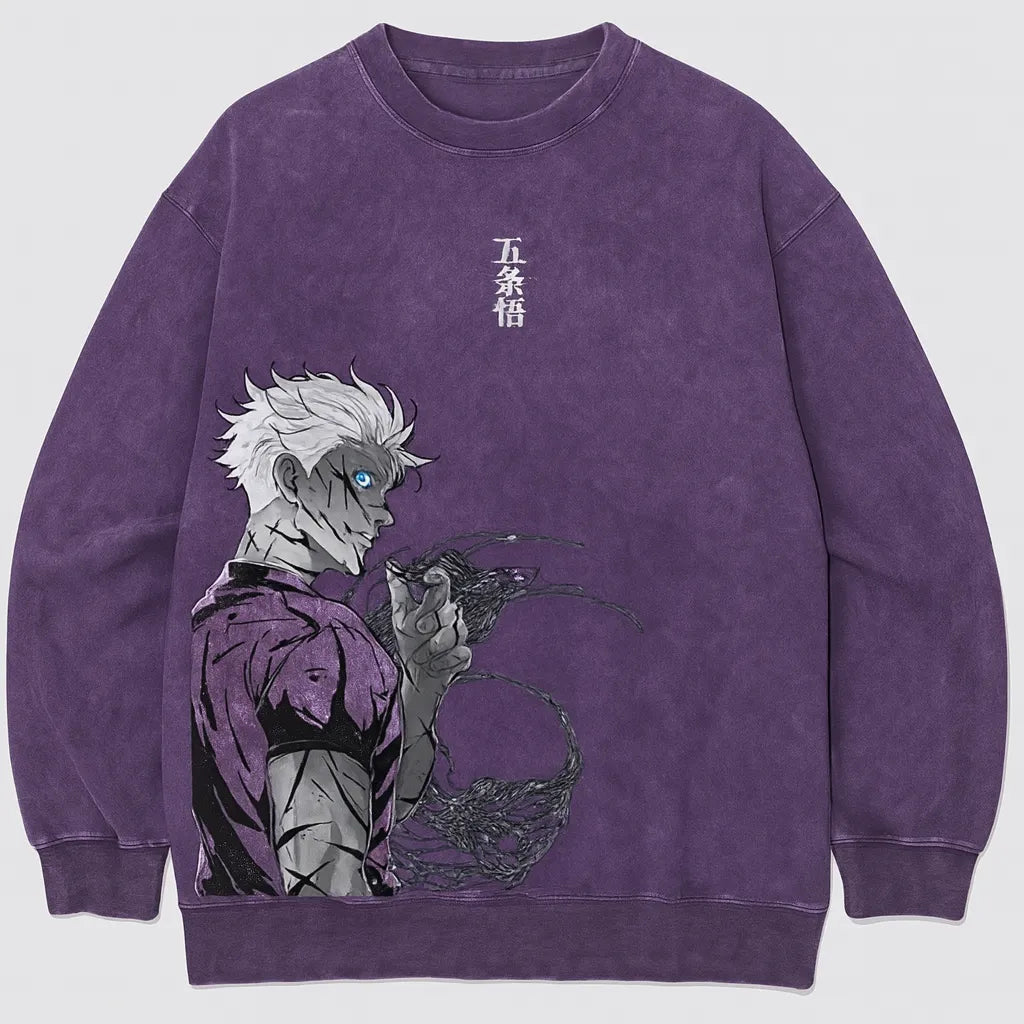 Anime Gojo Printed Pullover  Sweatshirt