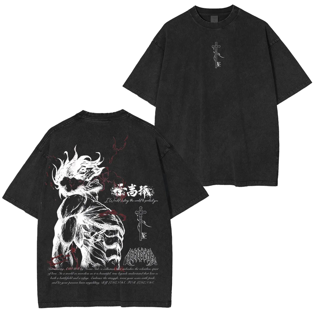 Attack on Titan Eren Yeager Vintage Washed Oversize T-Shirt