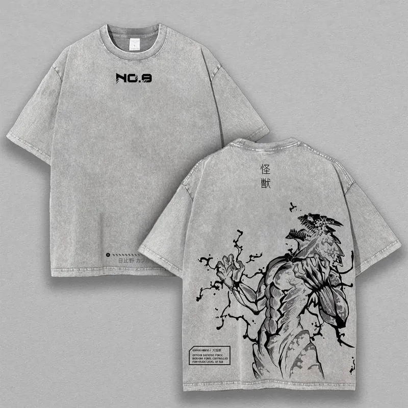 Kaiju No. 8 Tee | Oversized Washed Anime Shirt