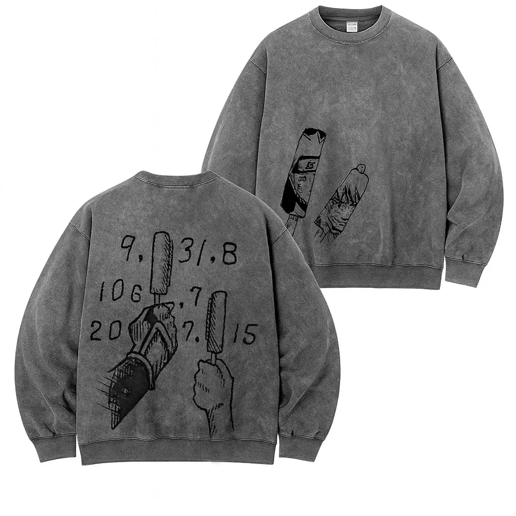 jiraiya - Naruto Uzumaki Anime Double Printed Vintage Sweatshirt
